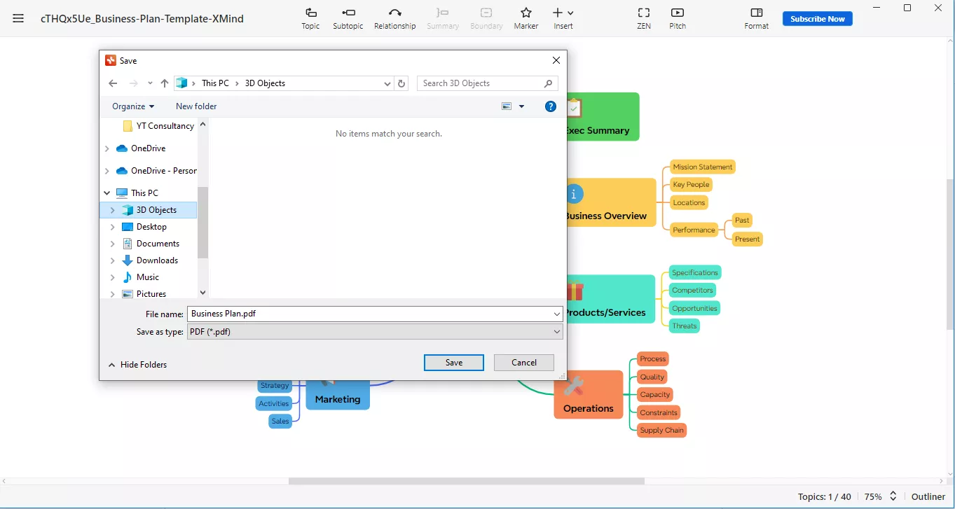 save your pdf on your pc with mindmap