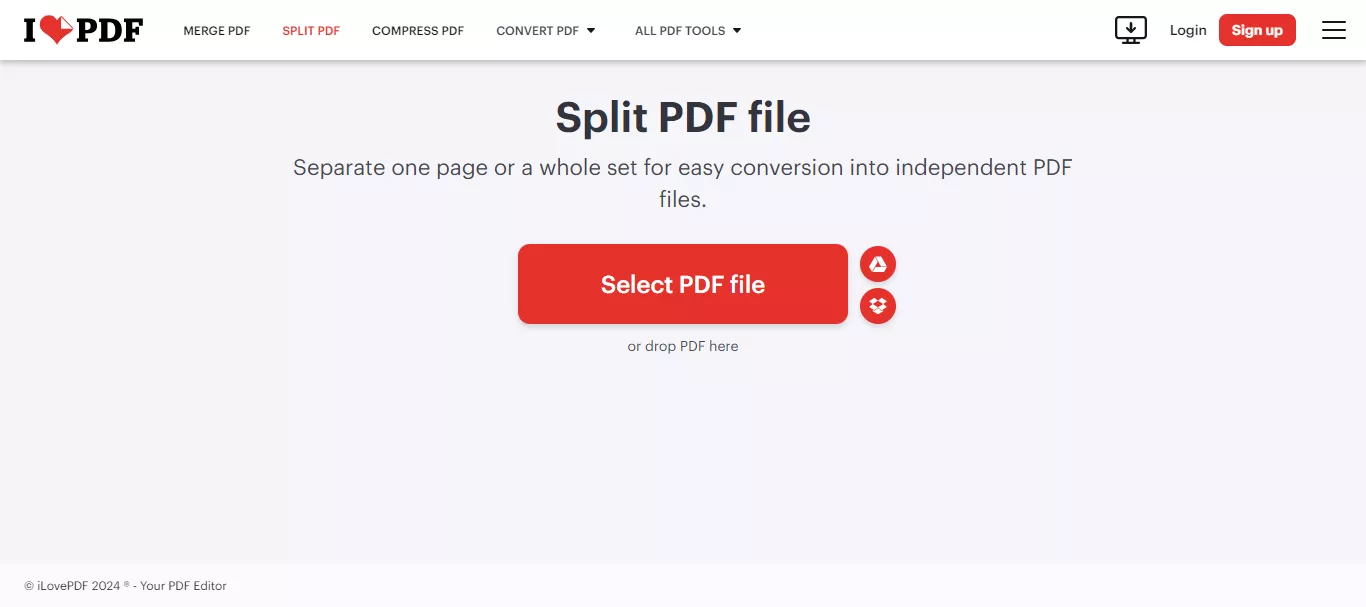upload your pdf file to ilovepdf