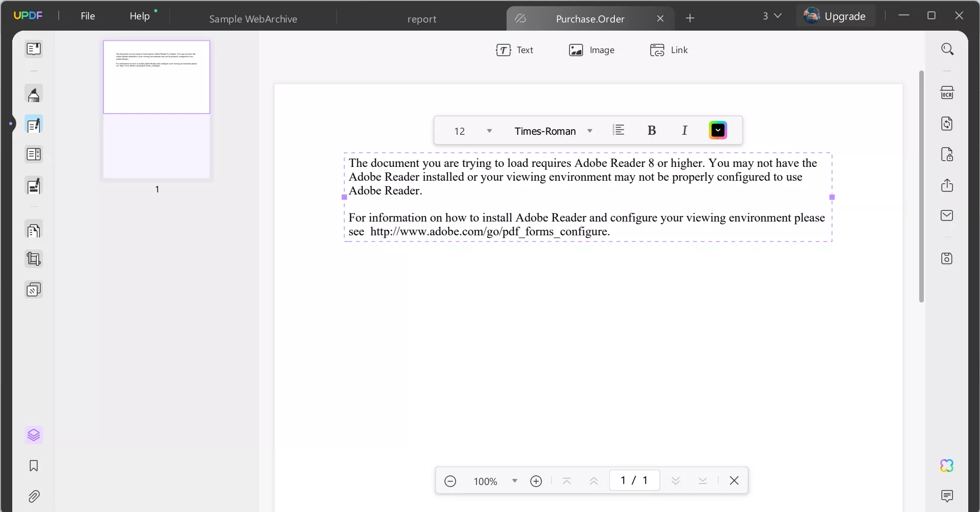 edit text, font, color, and size with UPDF