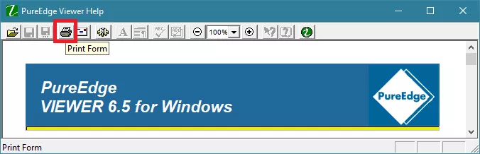 click Print Form in pureedge viewer