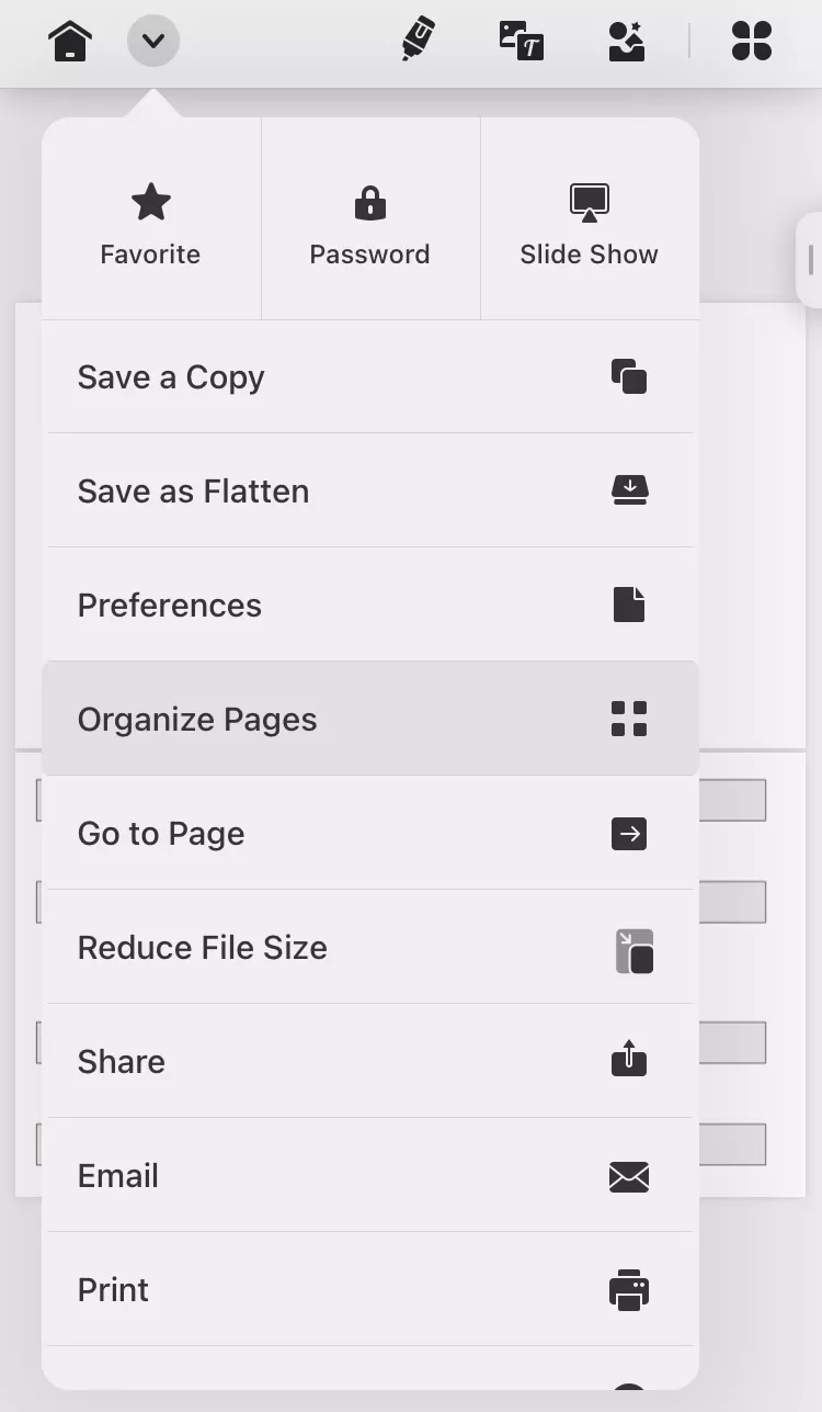 organize pages in updf for ios