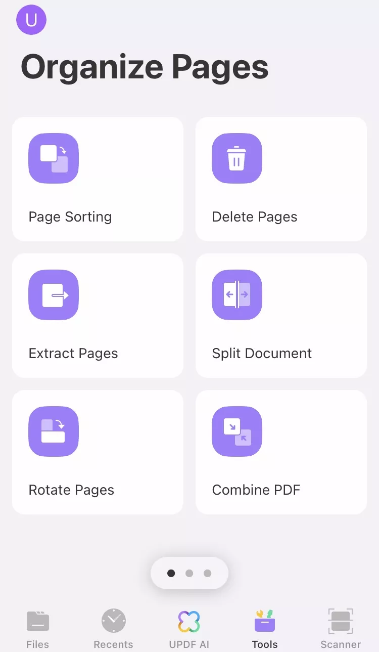 extract pages in tools with updf for ios