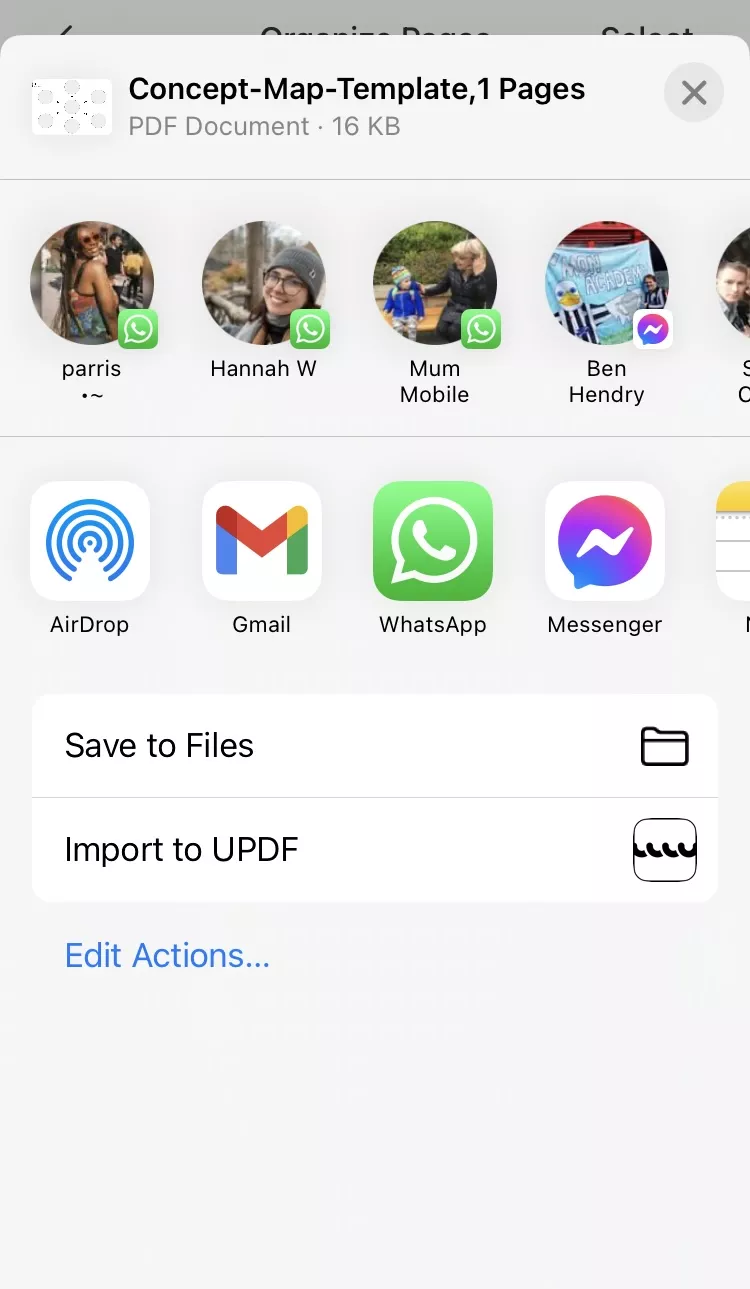 save your PDF files by sharing with updf for ios