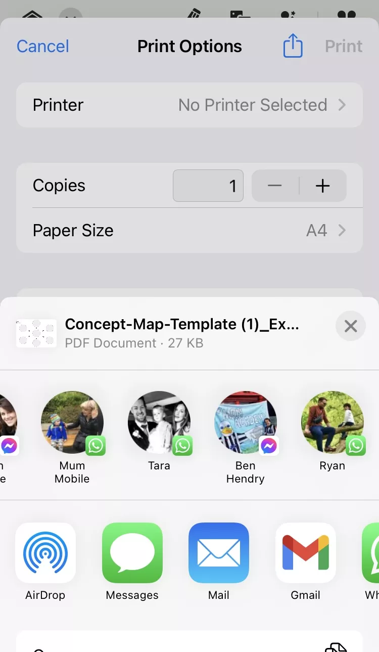 select the share icon in the updf for ios