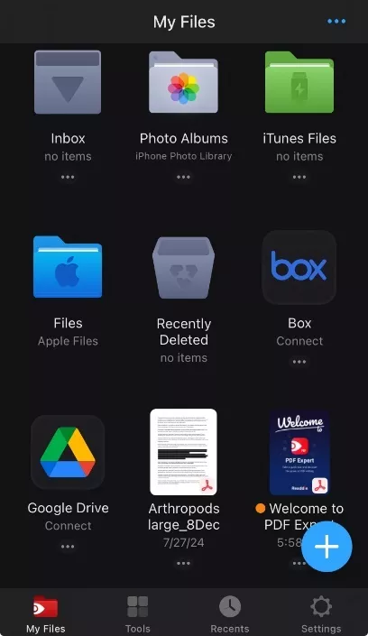 add the pdf to the app with pdf expert for ios