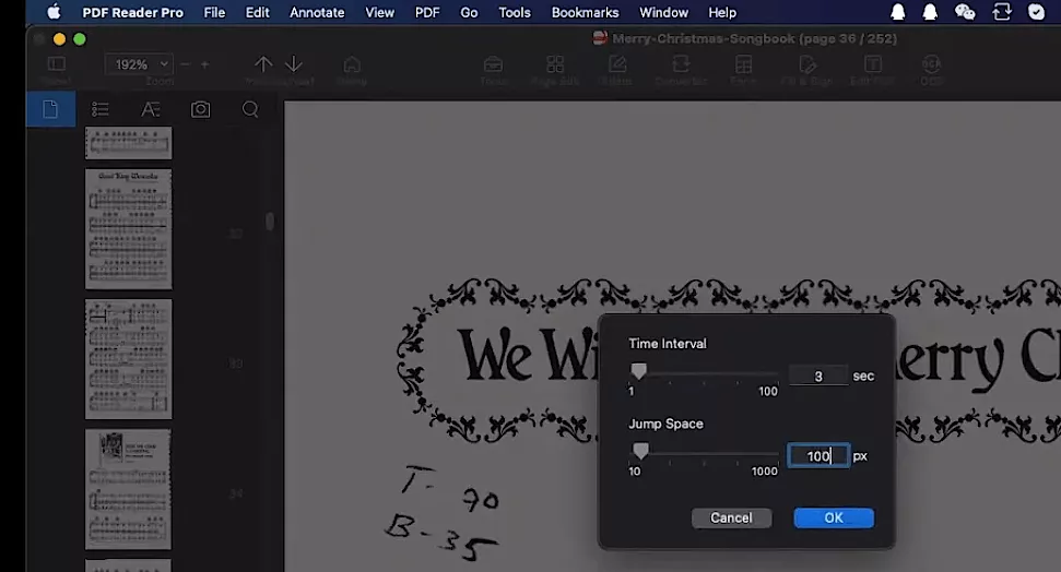 adjust time interval and jump space in pdf reader pro