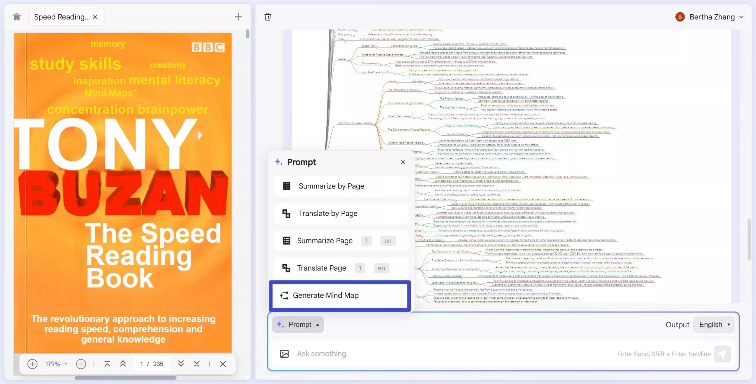 updf ai assistant generate the mind map