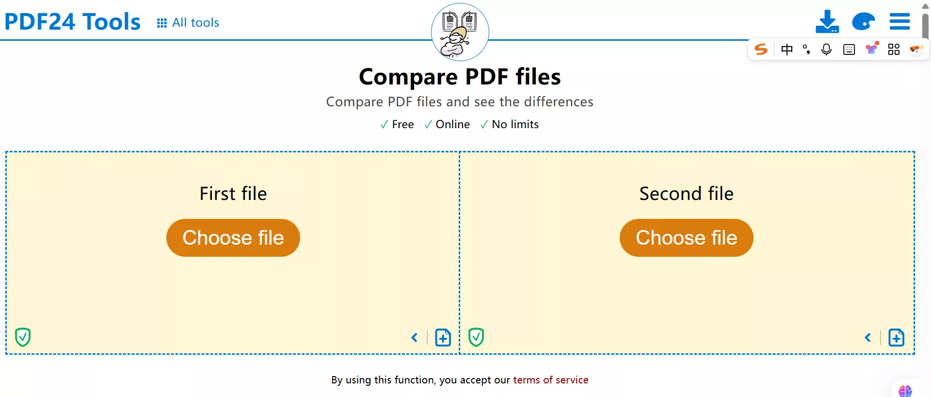 choose file with pdf24 tools
