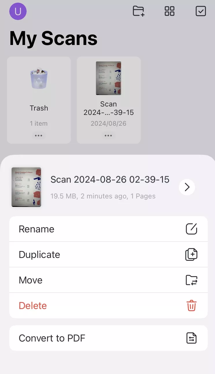 convert the scans to PDF with updf for ios