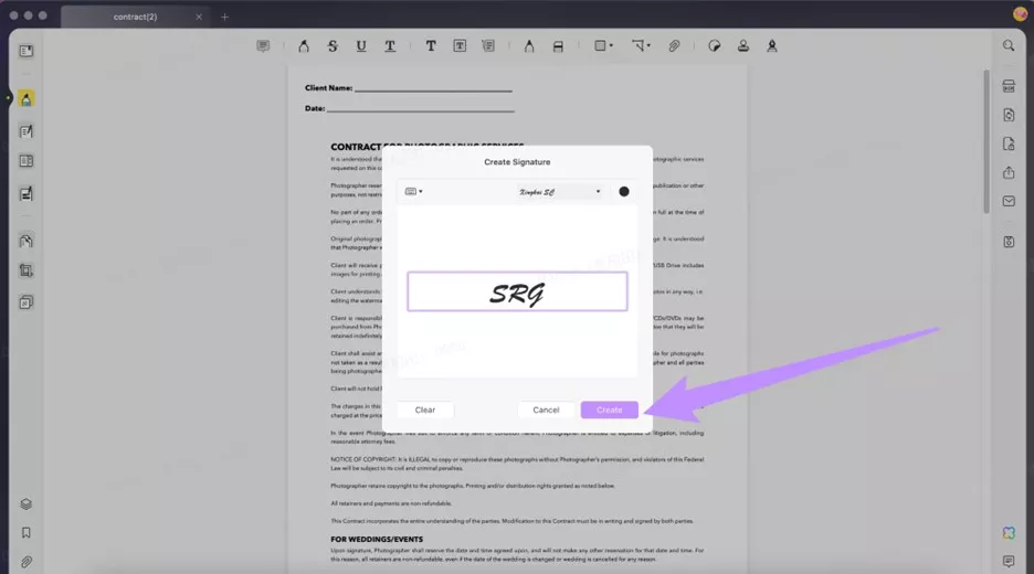 create initial with updf on mac