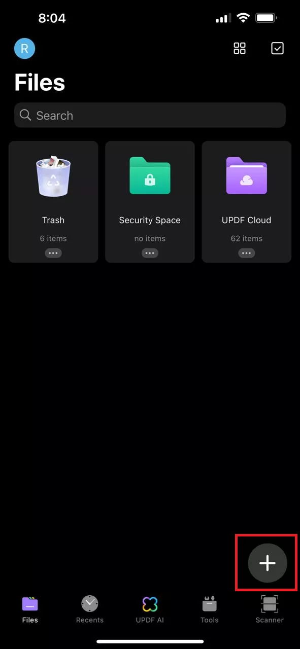 create new pdf in updf for ios 1