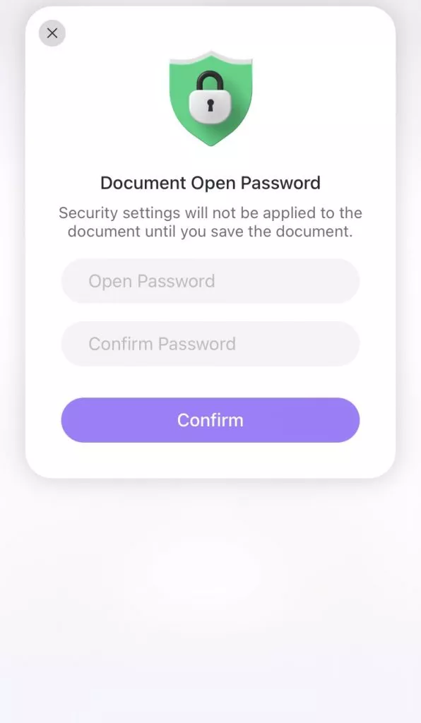 create password for pdf with updf for ios