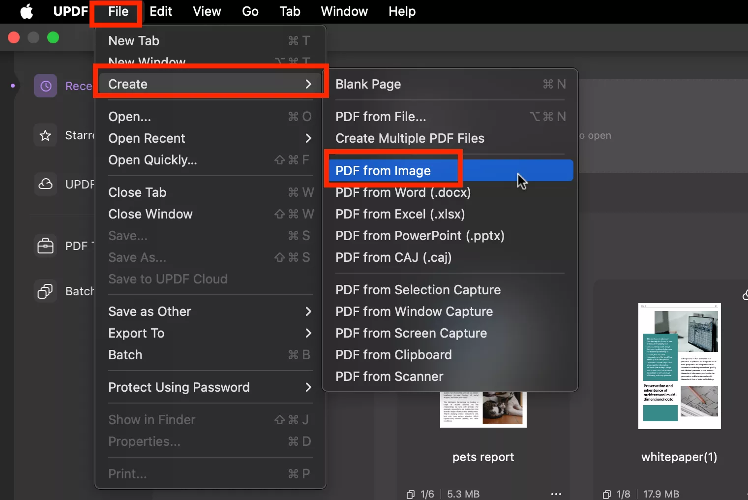 create pdf from image with updf