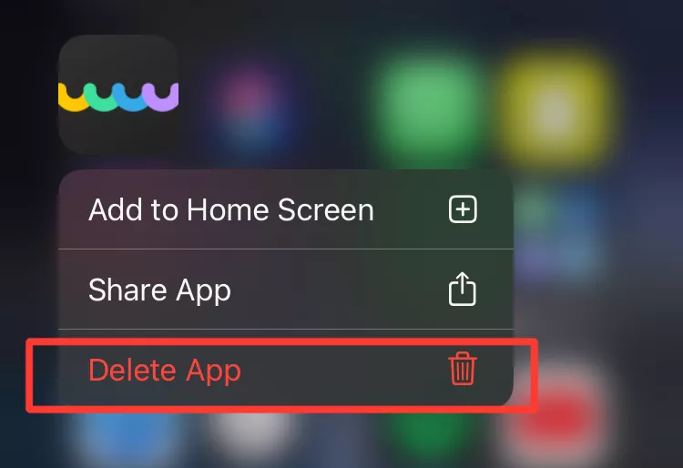 delete app in iphone