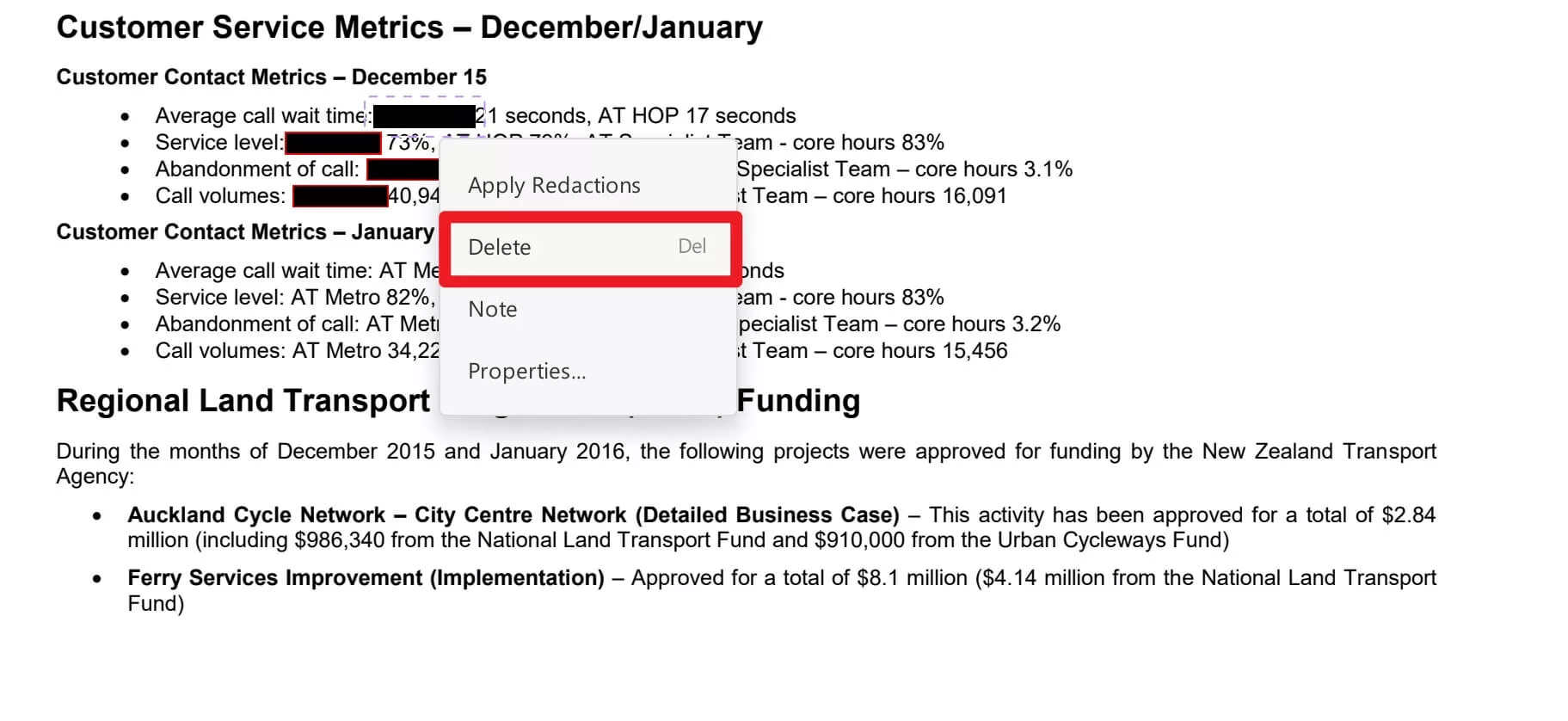 delete redaction