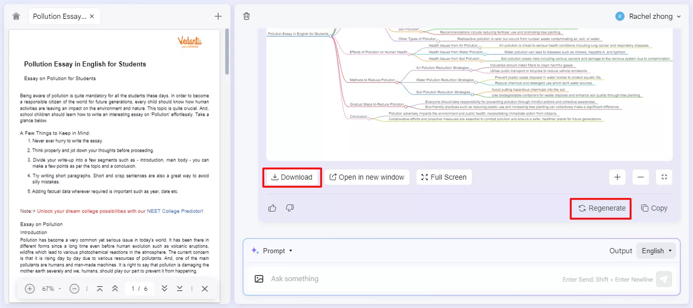 download the mind map after generated with updf Online AI