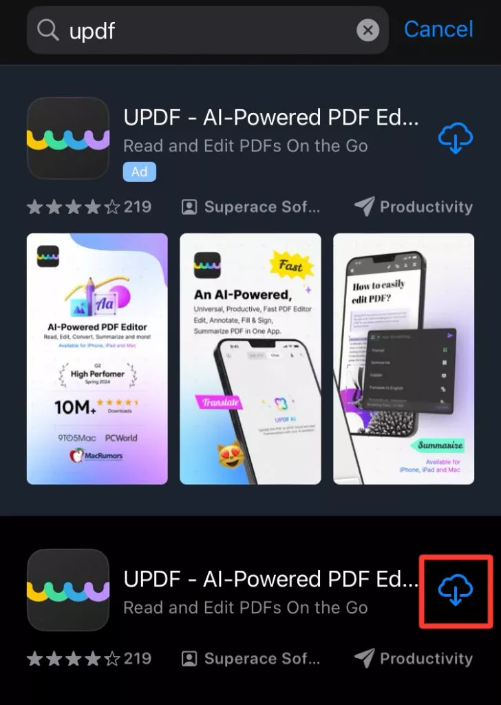 download updf for ios again