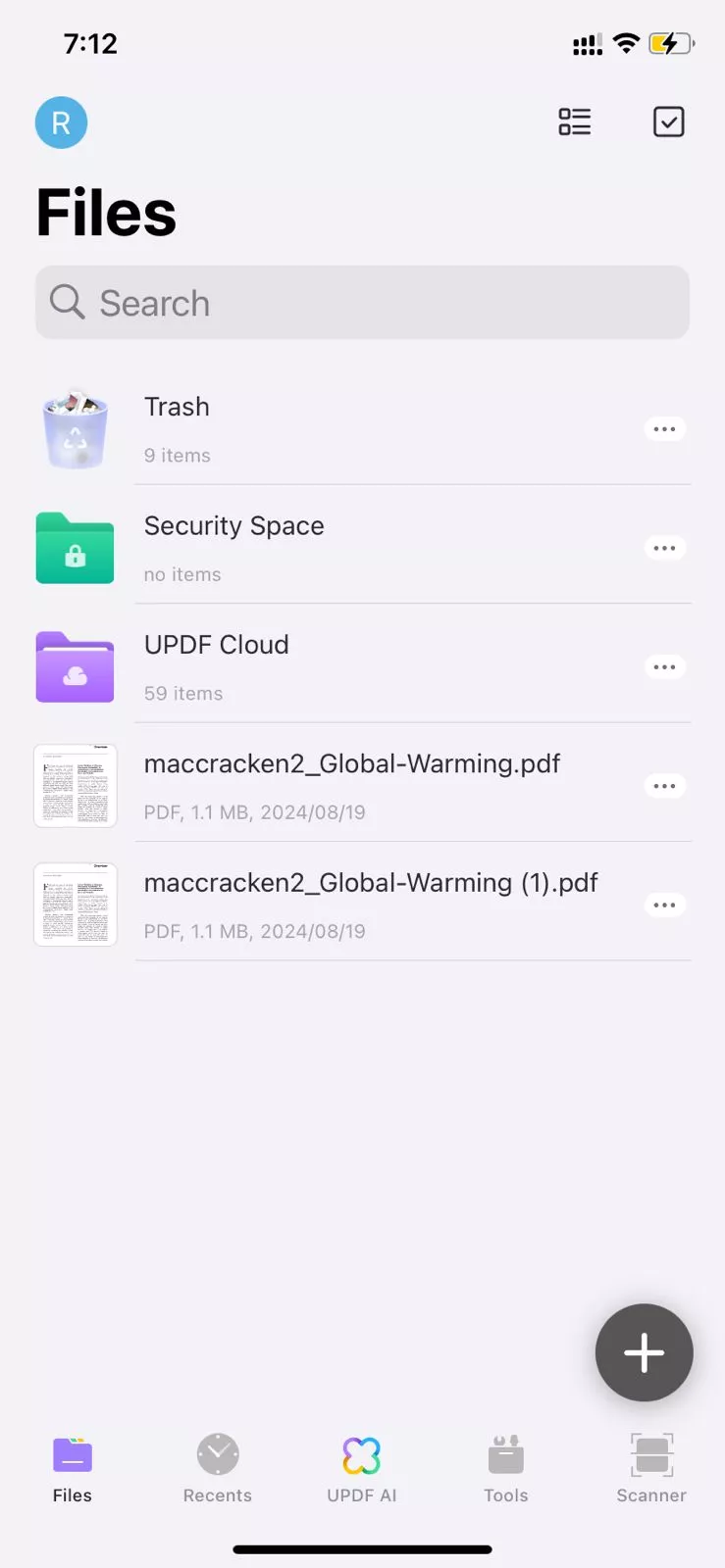 duplicate created in updf for ios