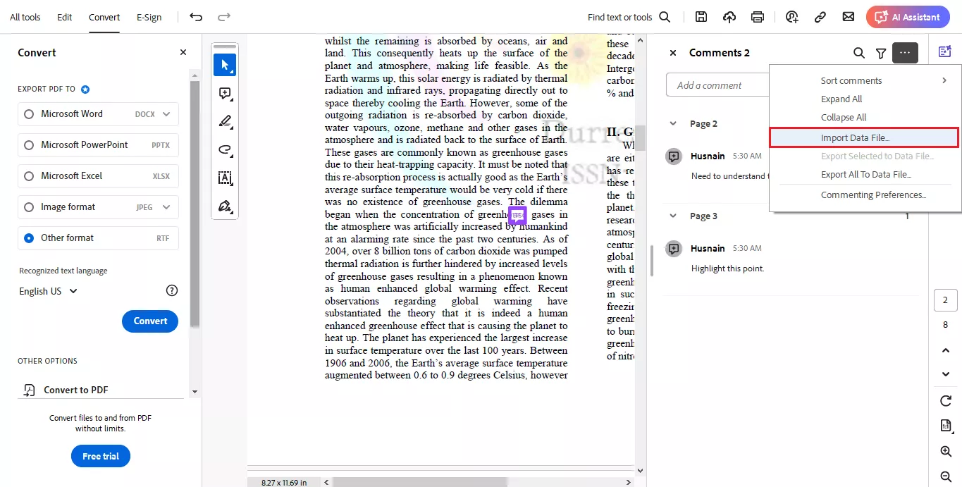 import your fdf file to PDF with adobe acrobat