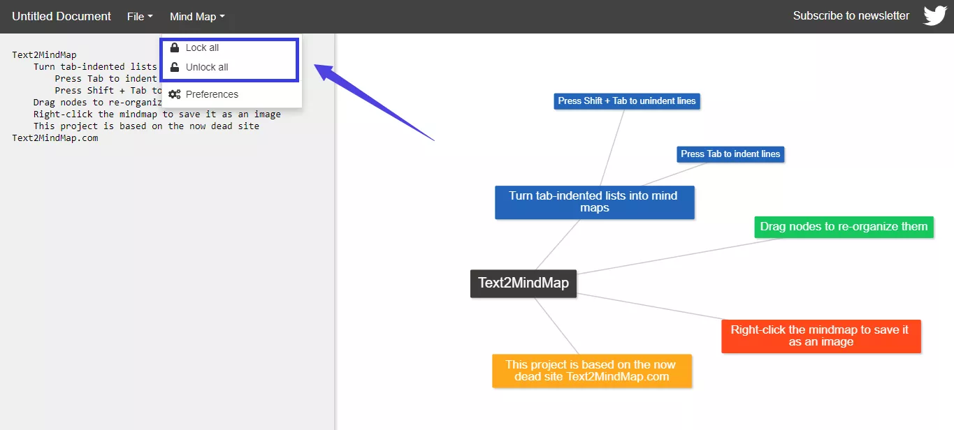 lock or unlock mindmap in text2mindmap