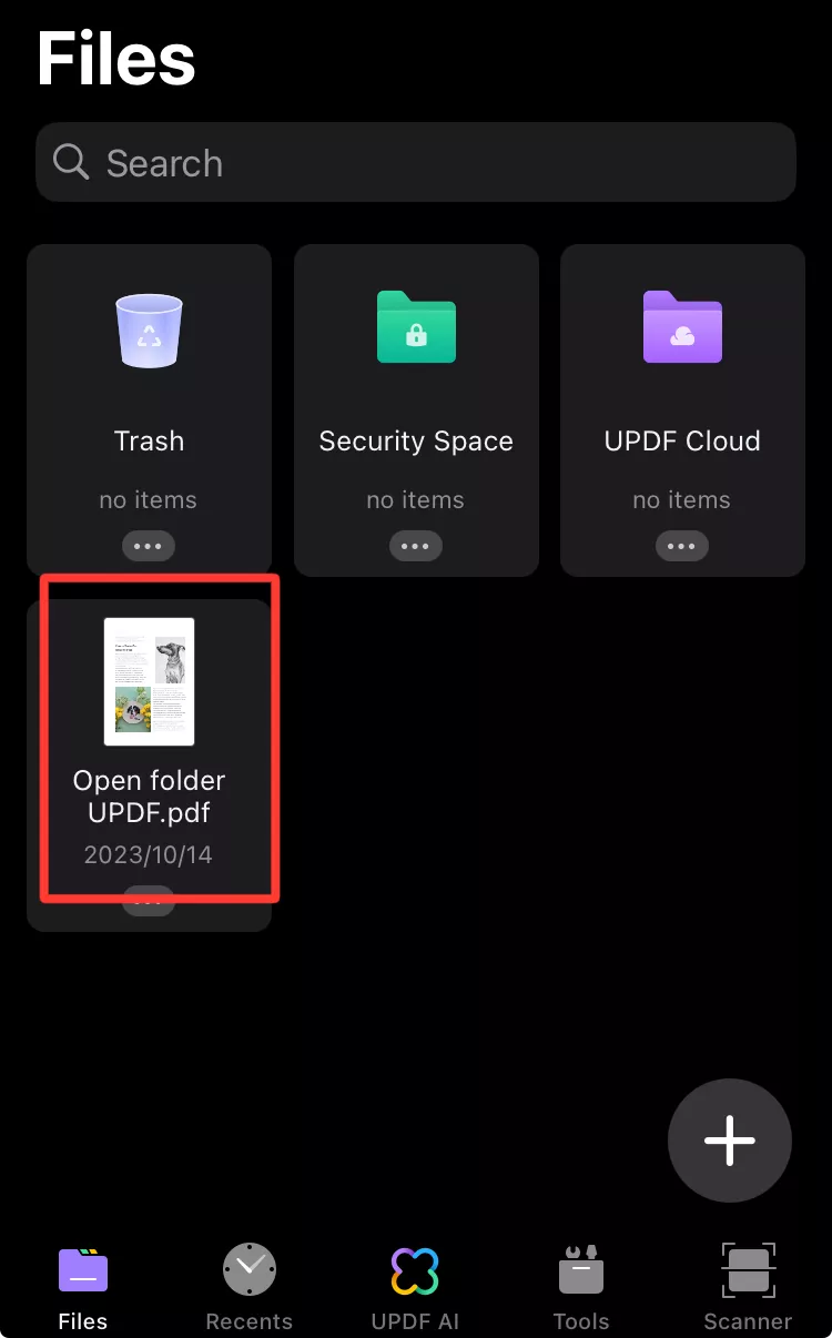 open pdf with updf