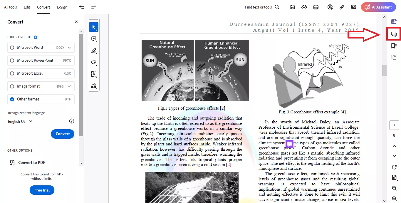 open the comment tool in adobe acrobat