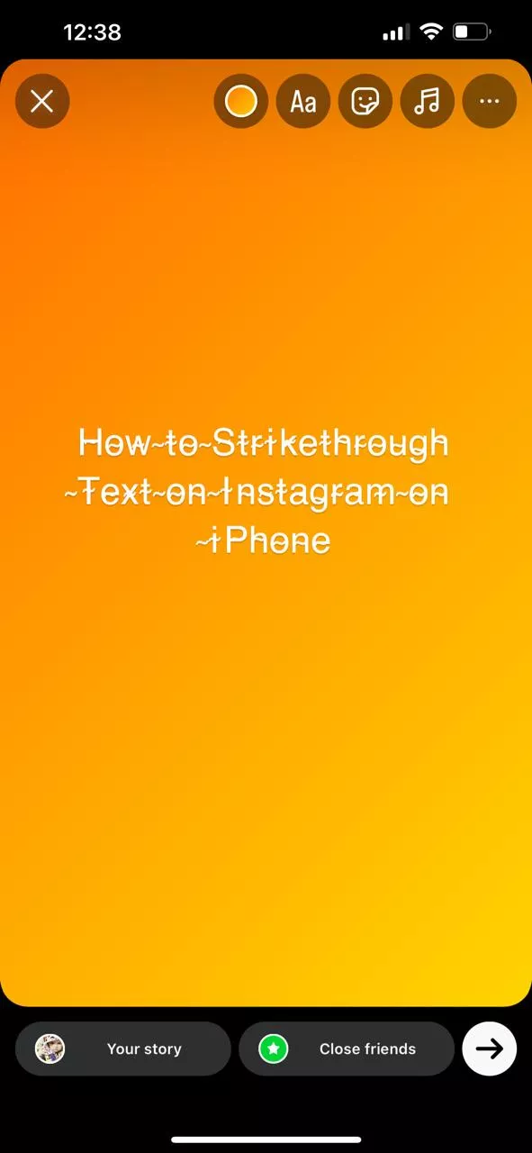 paste strikethrough text in instagram