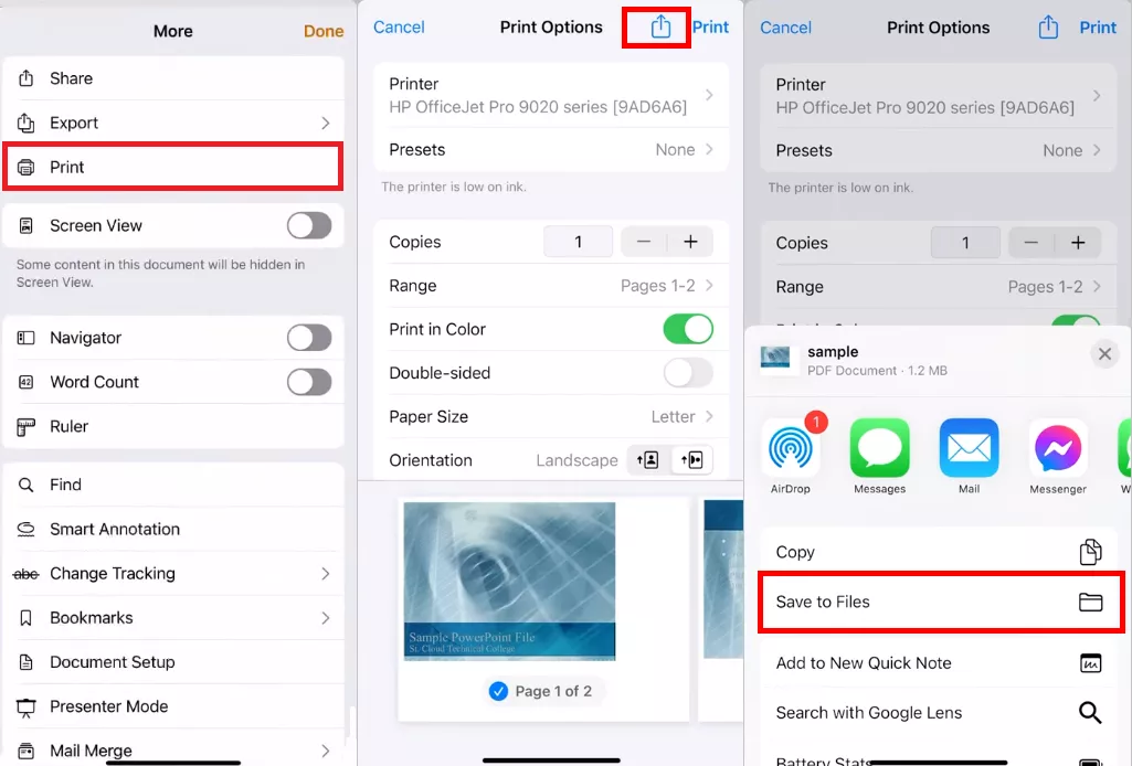 print pages as pdf on iphone