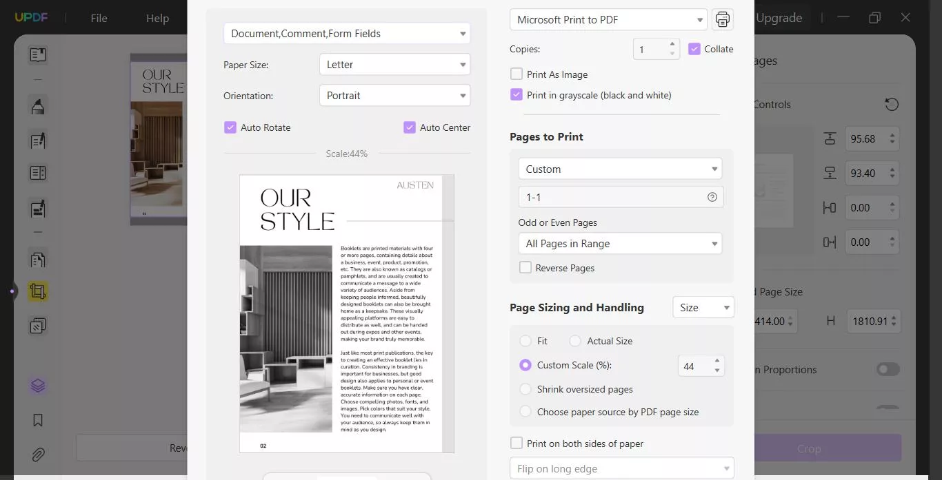 choose custom scale to print the pdf