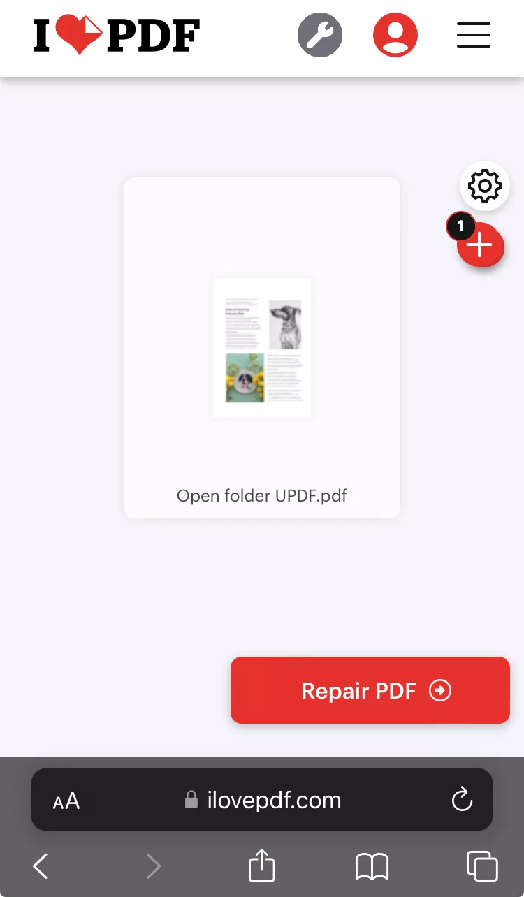  repair pdf with ilovepdf iphone
