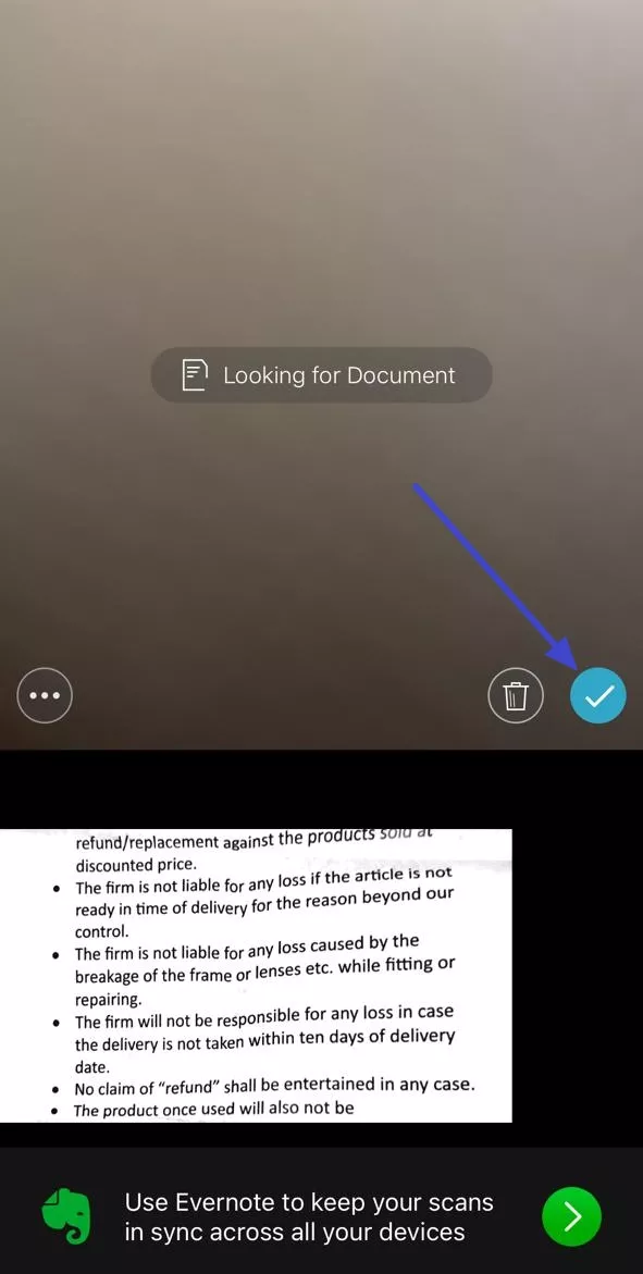scan and continue setting format