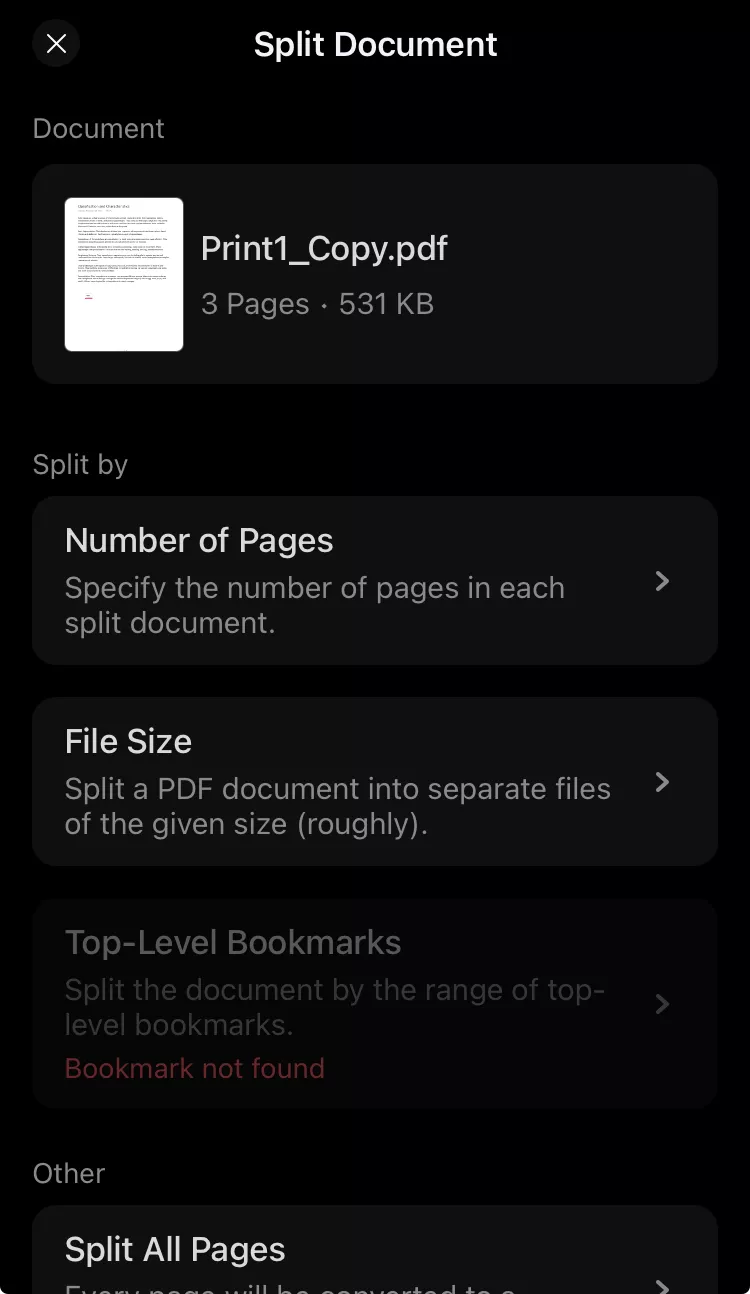 tap number of pages in updf for ios