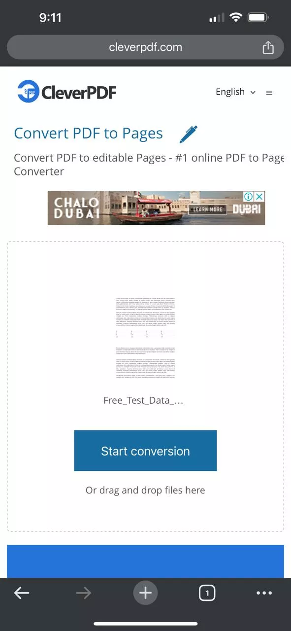 tap on start conversion in cleverpdf