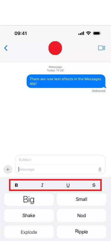 text effect options in imessage