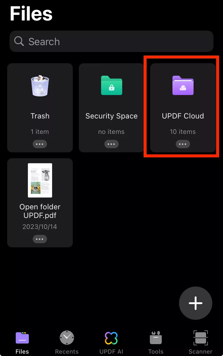 updf cloud in phone