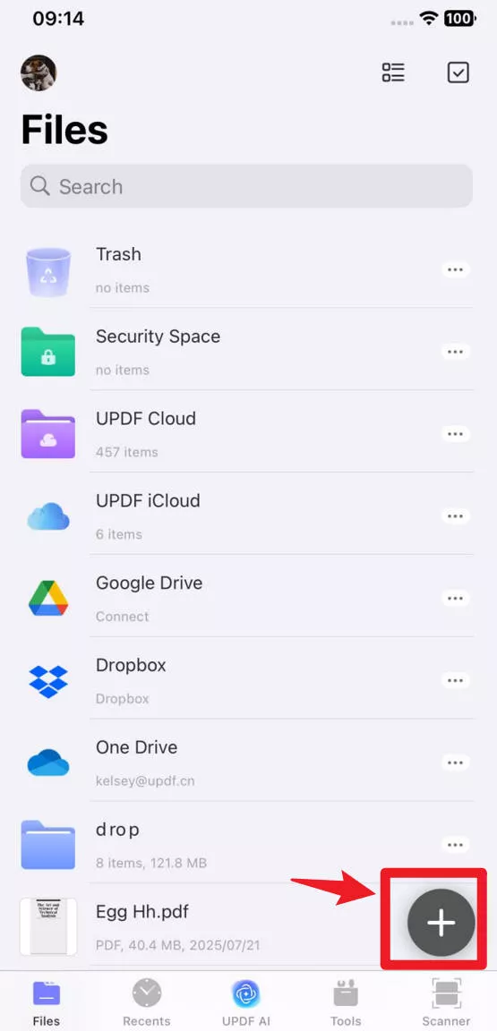 import your pdf file to updf for ios