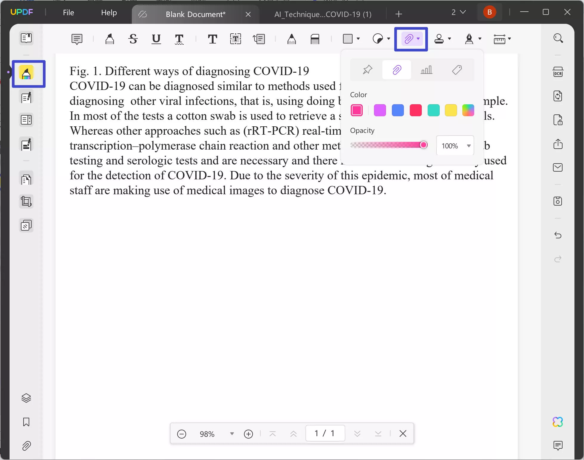 Click "Comment" icon and "Attach file"