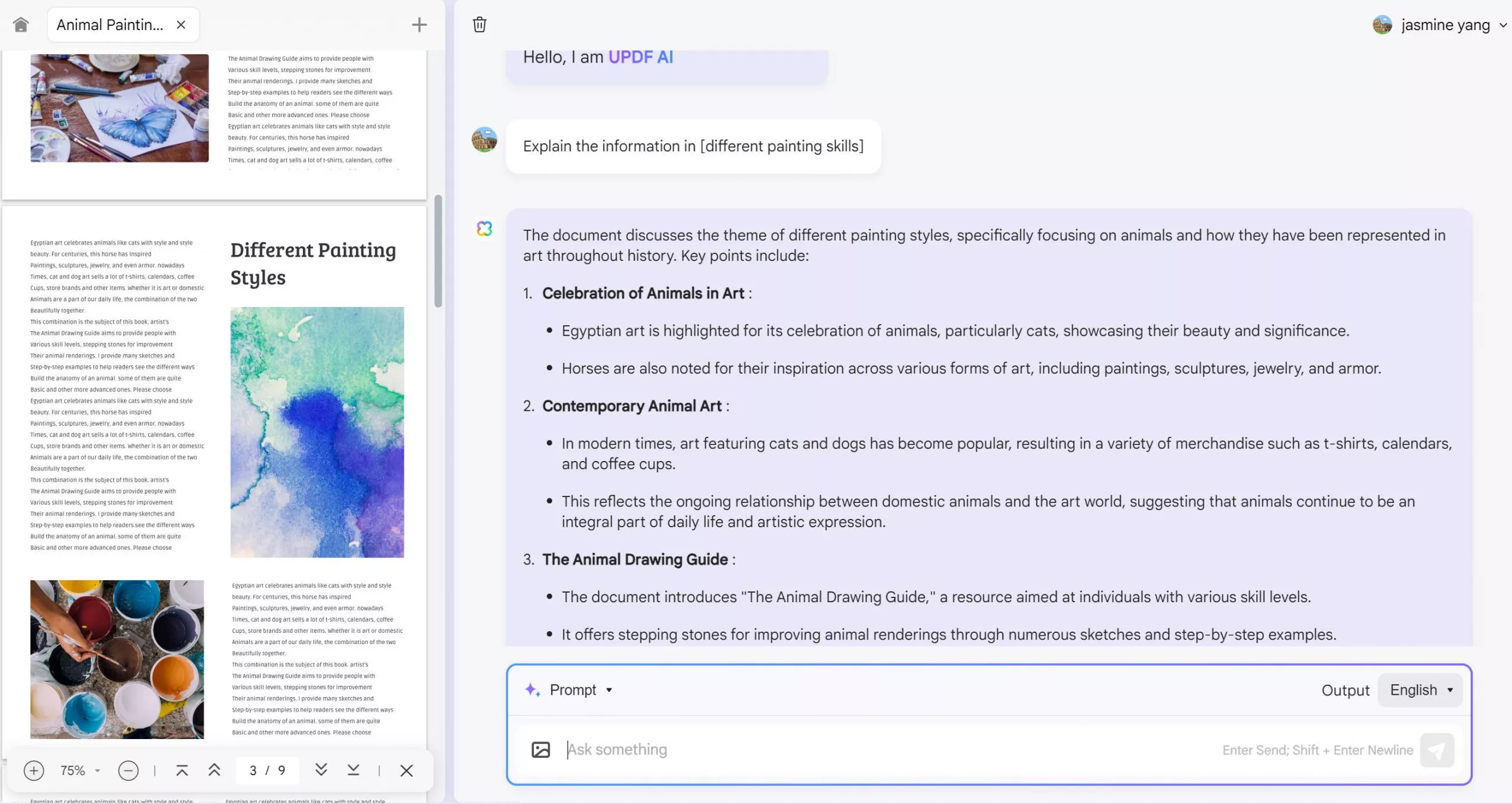 explain the PDF content with UPDF Online AI
