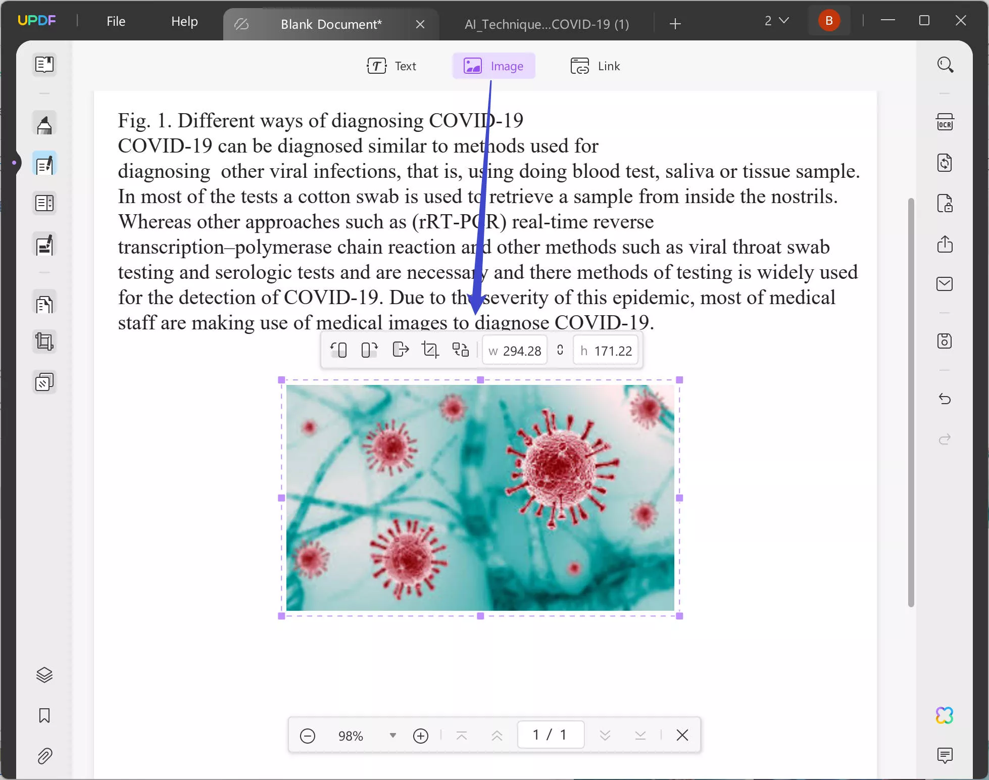 Click where you want to insert the picture and then select the image file.
