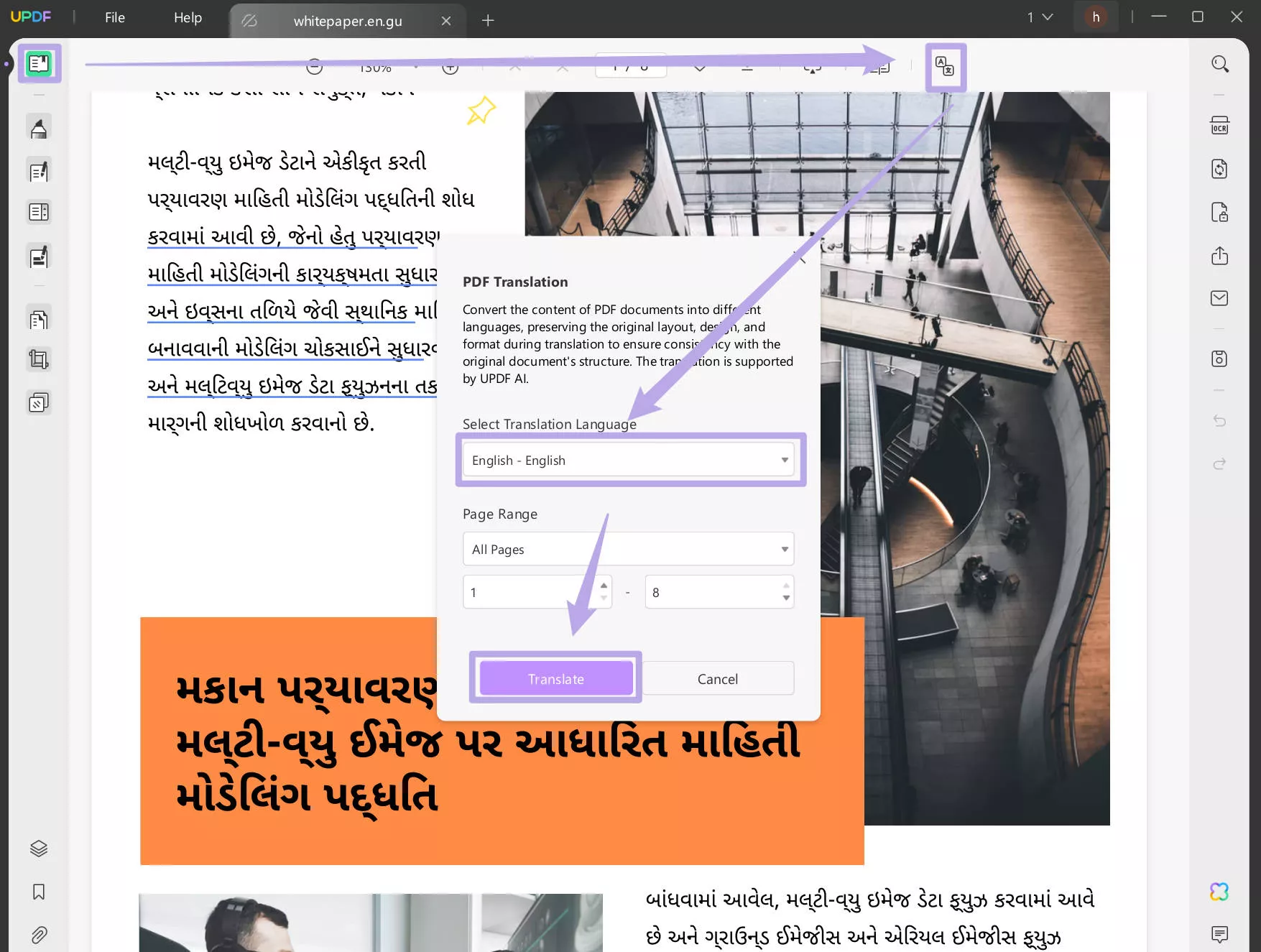 translate the whole Gujarati PDF into English with layout keeping