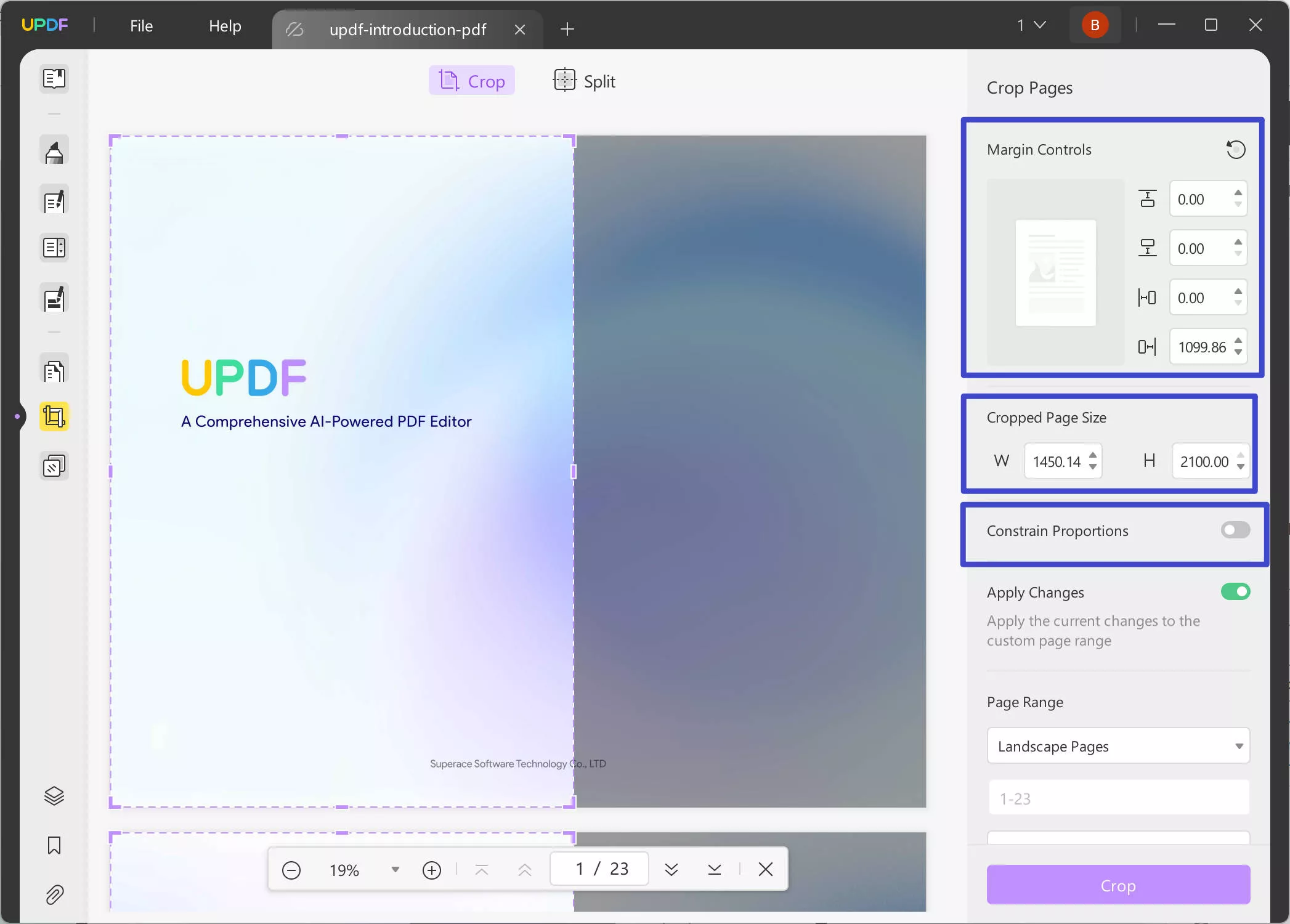 crop pdf using UPDF