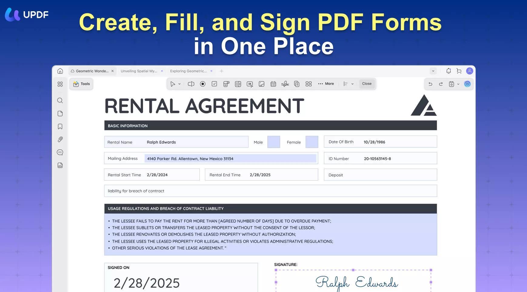 PDF form related features of UPDF