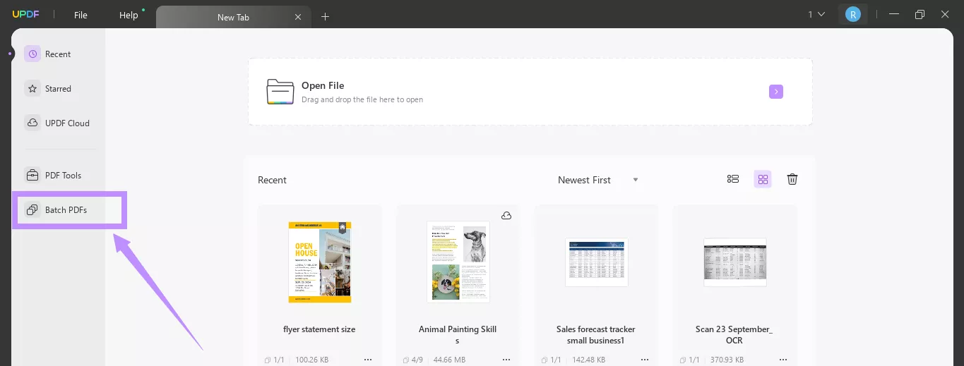 select batch pdfs from the left side menu.