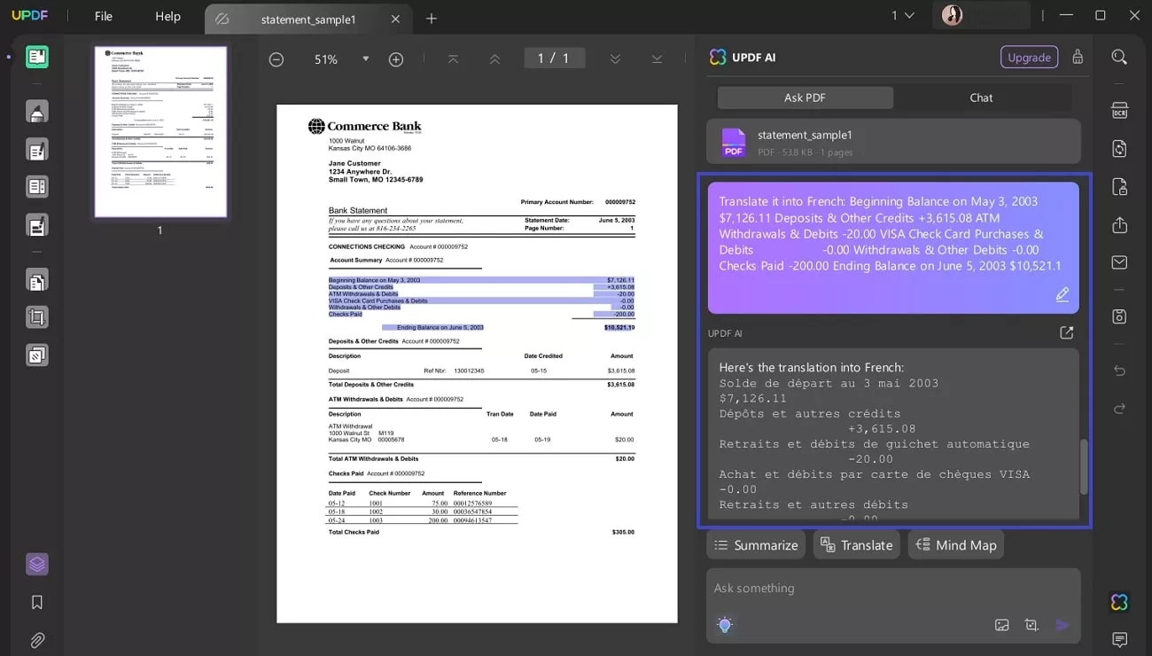 get translation of statements through prompts