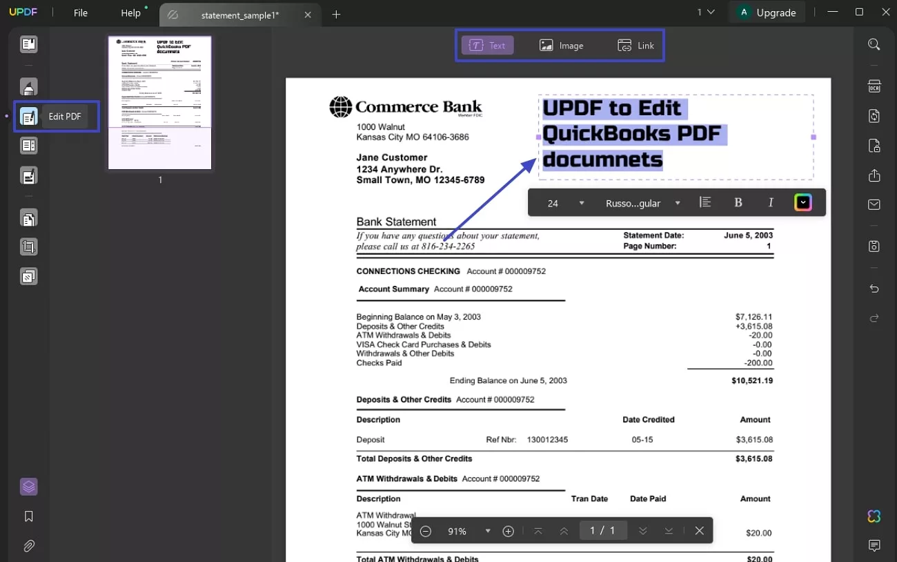 pick edit pdf feature