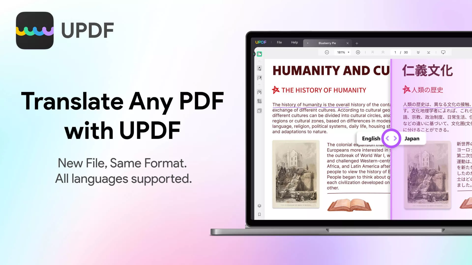 UPDF translate PDF