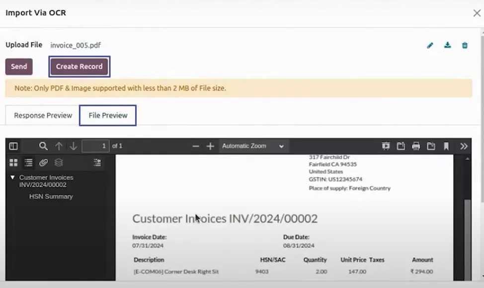create record ocr odoo
