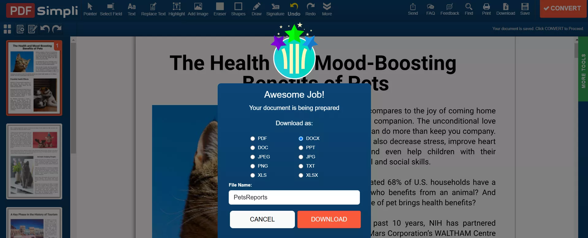 OpenPDF convert