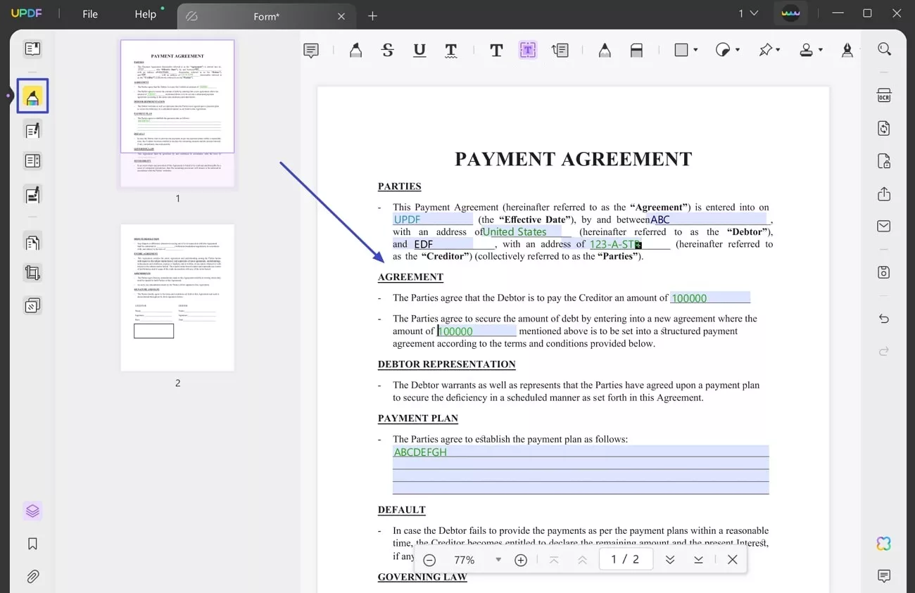 add details in pdf form