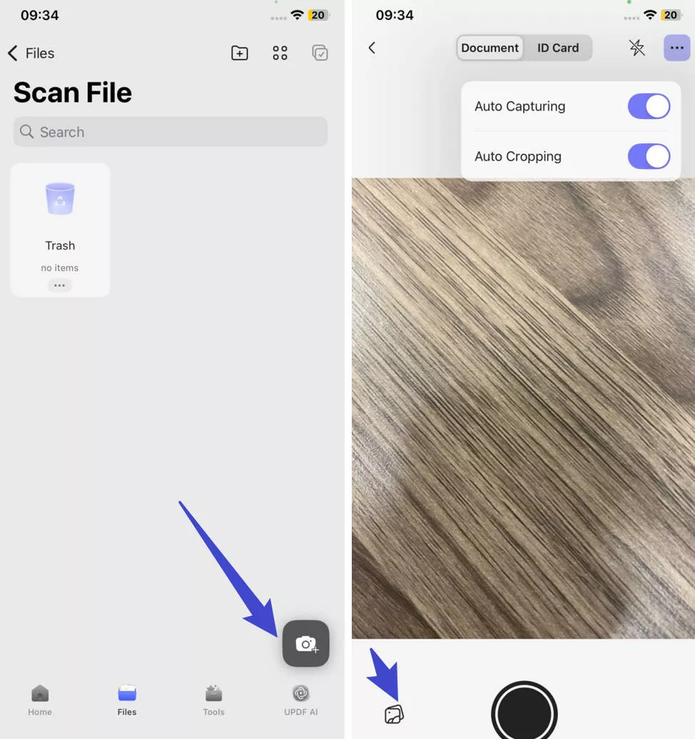 scan image in updf ios